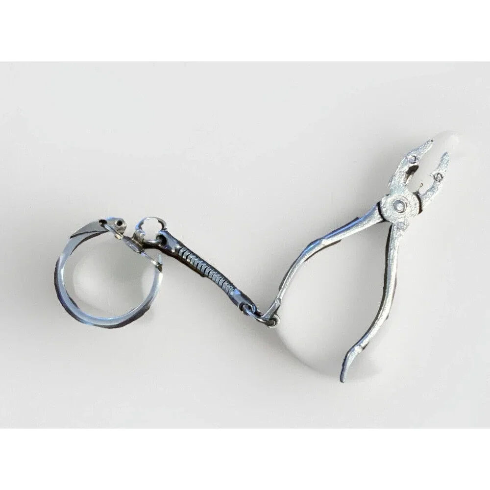 Vintage Mini Tool Linesman Pliers Keychain Key Ring - Made In Hong Kong